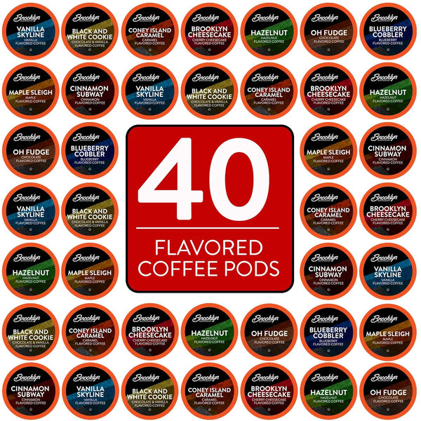 Brooklyn Bean Flavored Coffee Pods Variety Pack for Keruig K cups Brewers