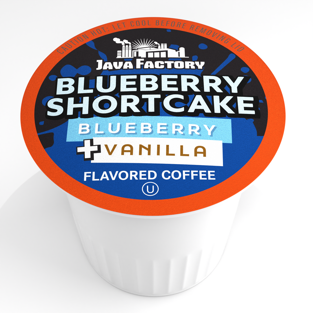  ブルーフラワー カーブ ソース ボート&スタンド Java Factory Roasters Blueberry Shortcake Coffee Pods - Two Rivers