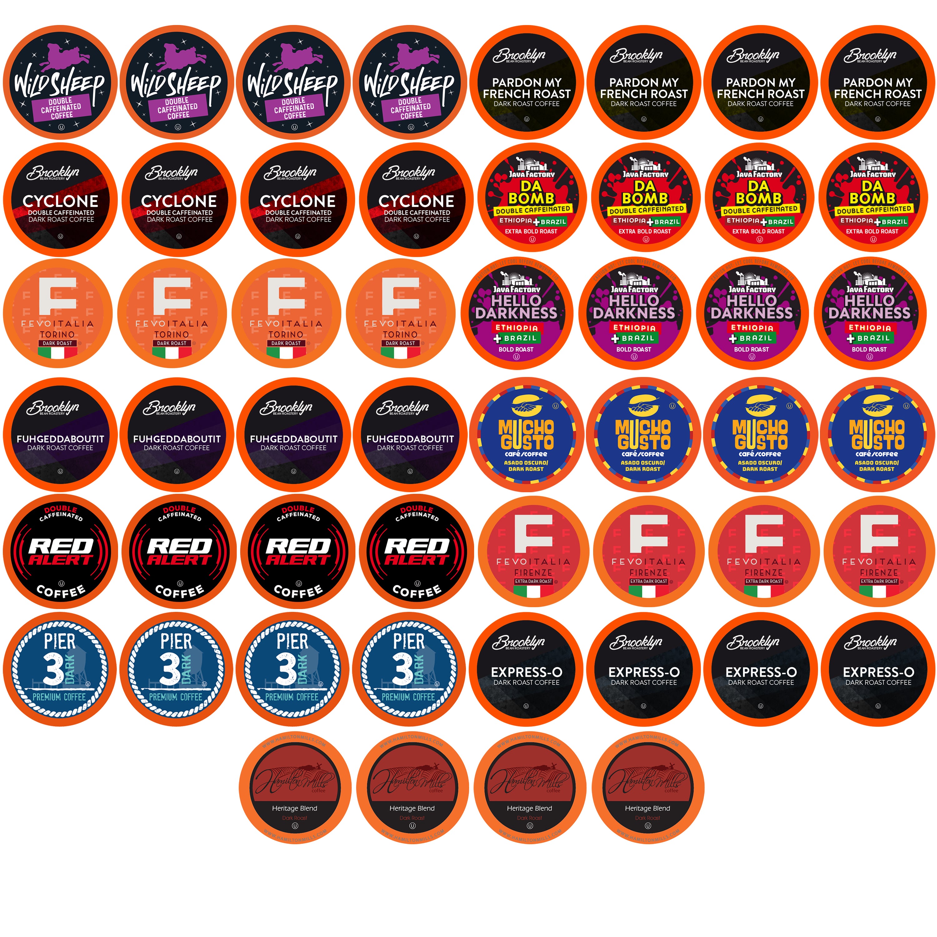 Best of the Best High Caffeine, Dark and Double Caf,Variety Coffee Pods,40 Count