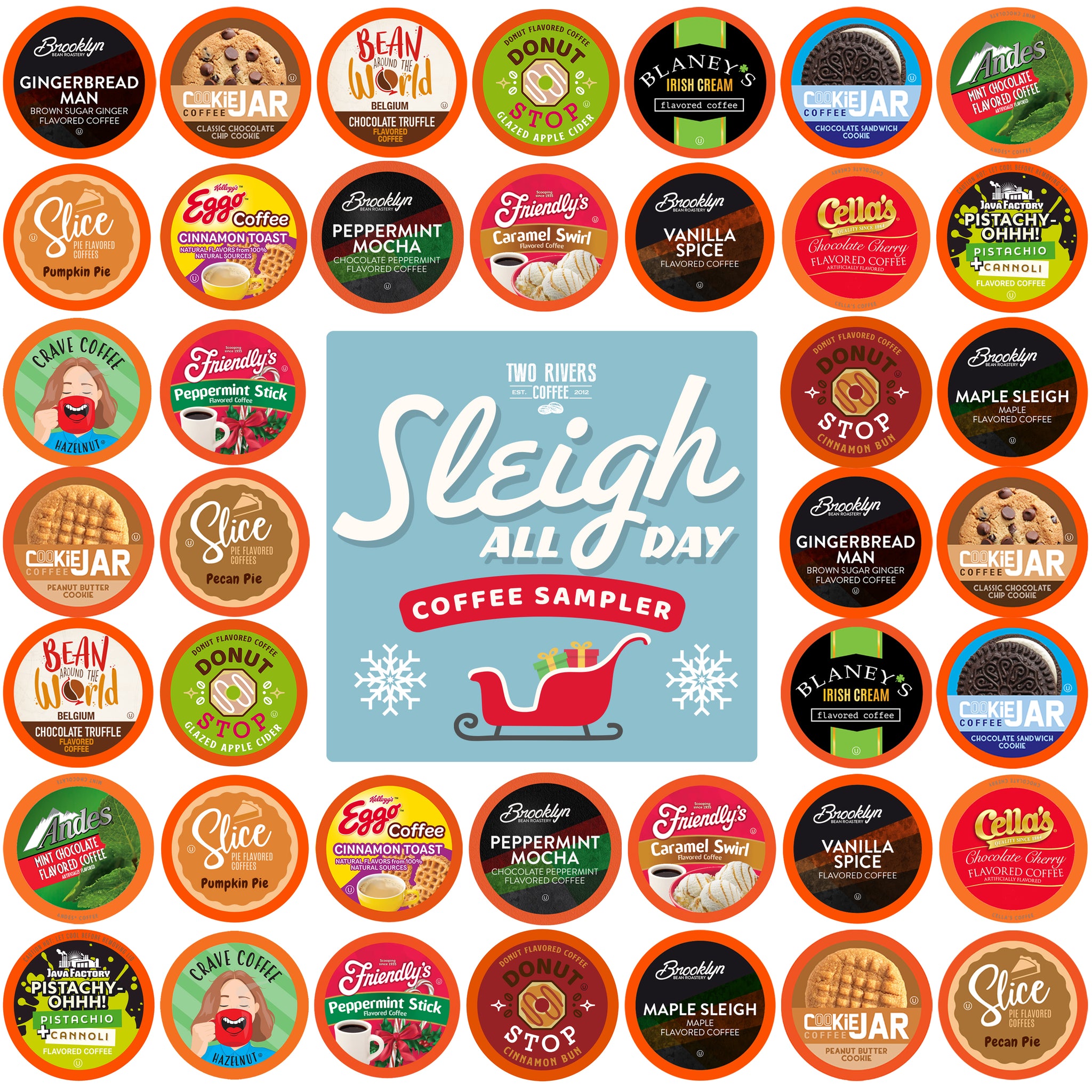 Sleigh All Day Holiday Coffee Sampler - Seasonal Coffee Pod Variety Pack- LIMITED EDITION