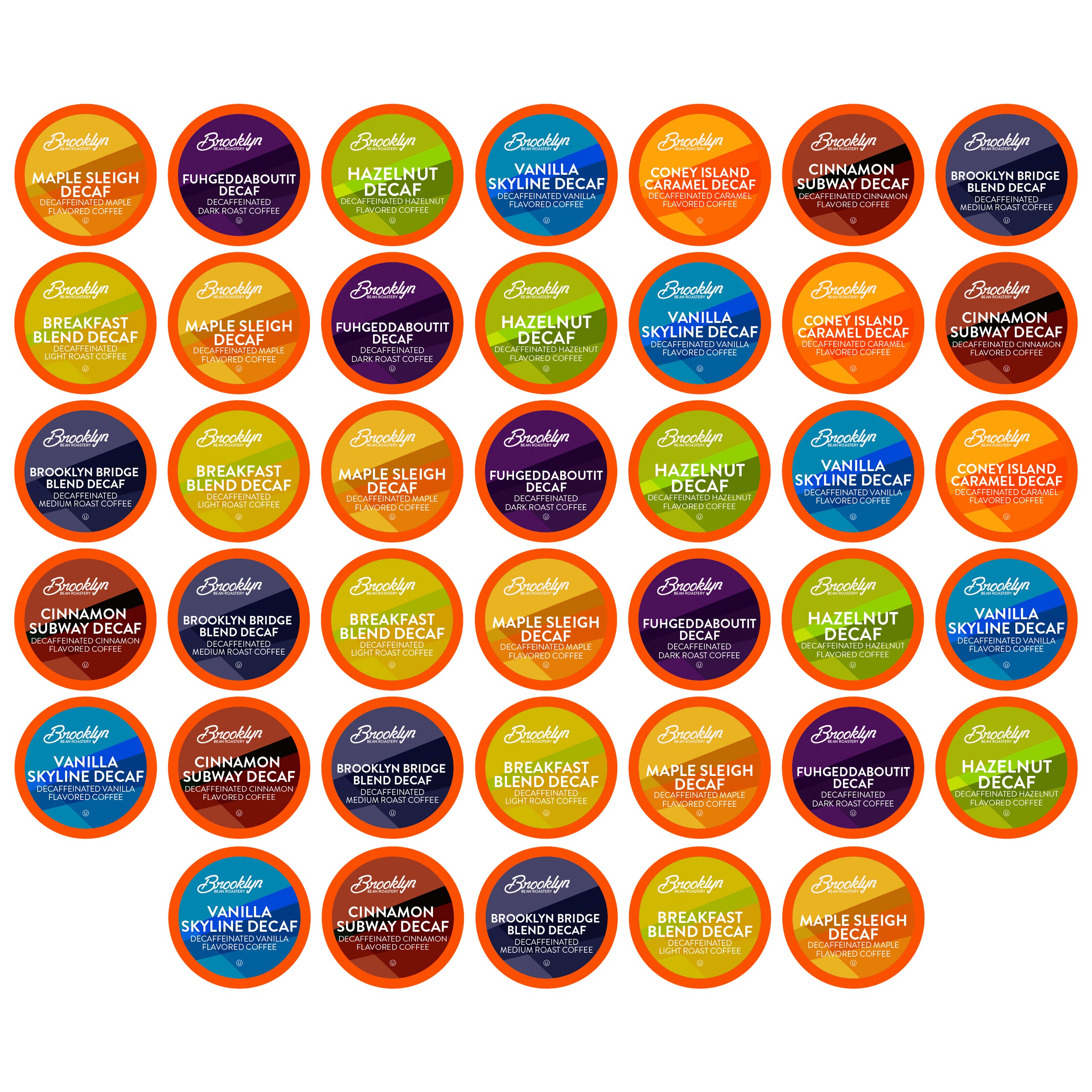 BROOKLYN BEAN DECAF COFFEE PODS VARIETY PACK
