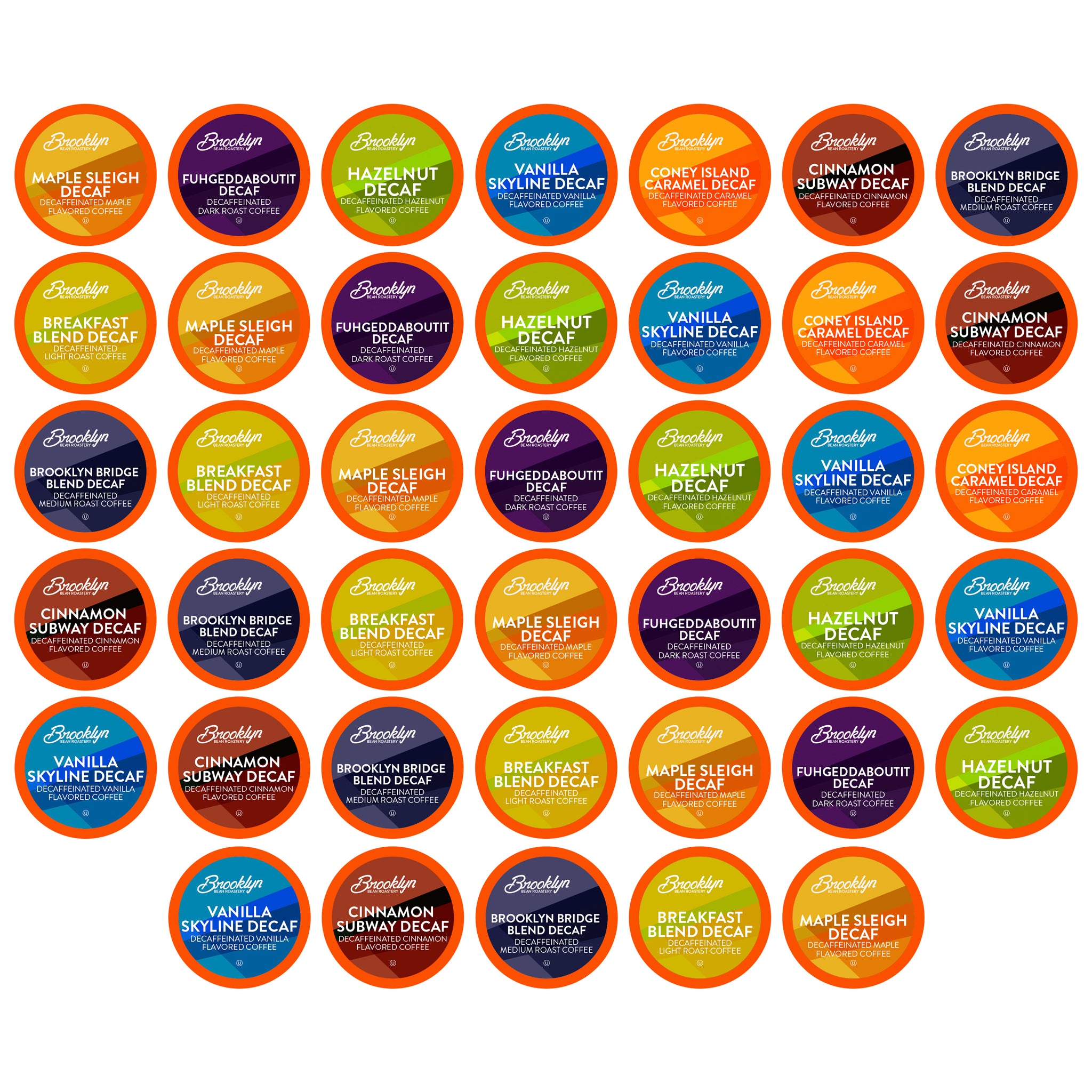 BROOKLYN BEAN DECAF COFFEE PODS VARIETY PACK