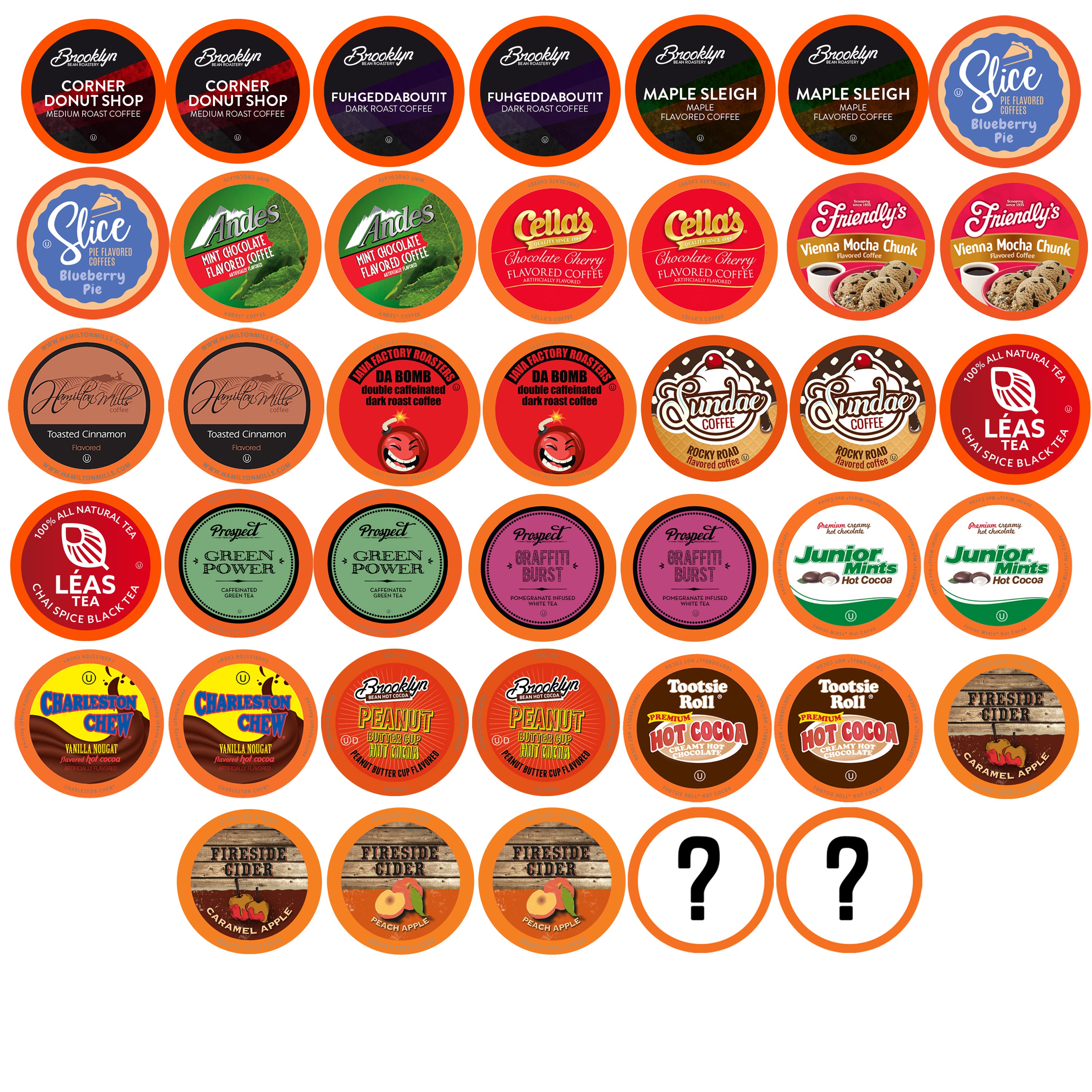 Two Rivers Coffee, Tea, Cocoa, Cider, Cappuccino Pods Variety Pack