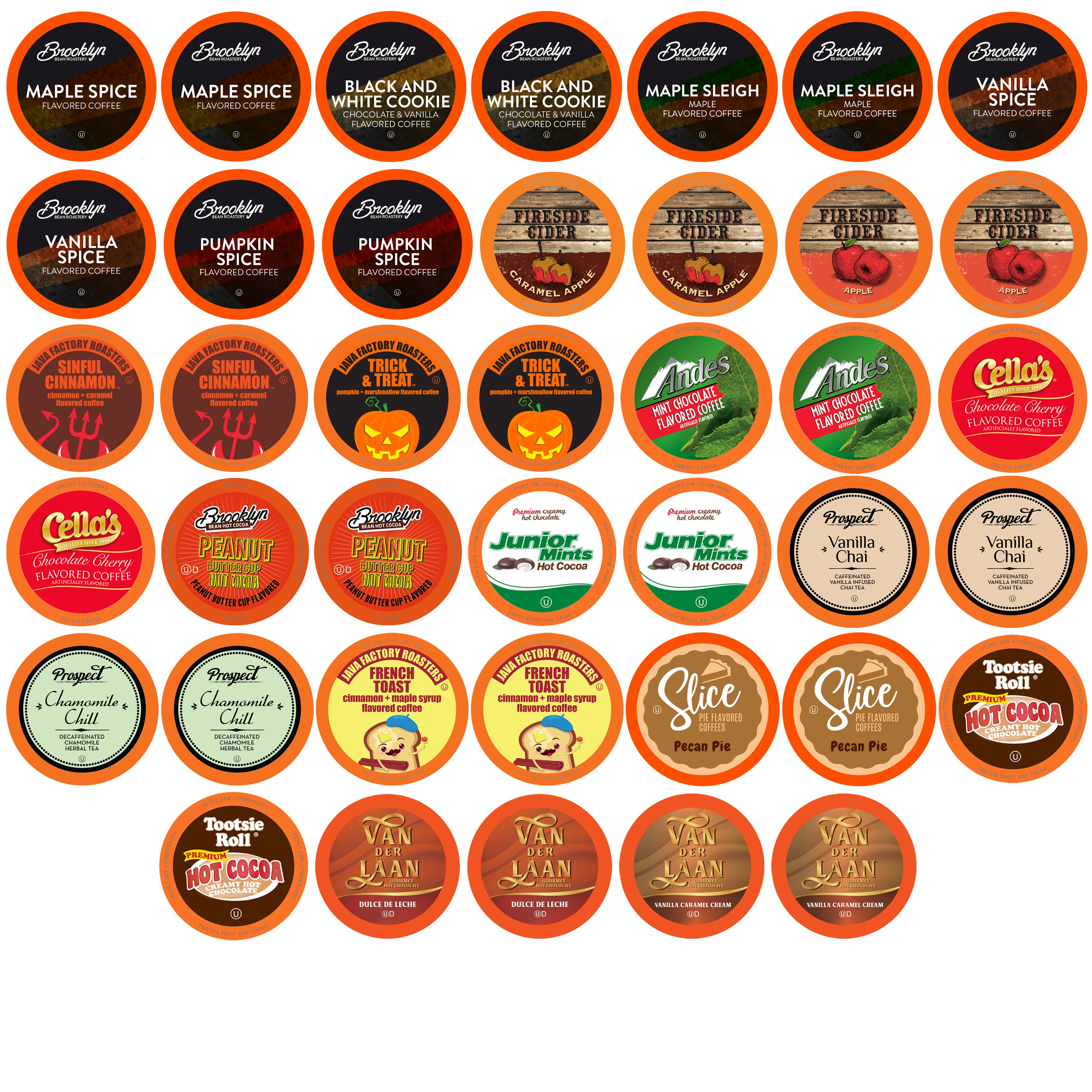 Two Rivers Coffee Assorted Fall Flavored Pods Variety Pack